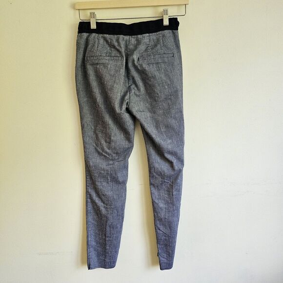 ZARA WOMEN'S CHAMBRAY TROUSERS WITH ELASTIC BACK WAISTBAND BLUE Woman’s XS - Picture 3 of 8